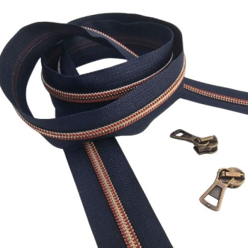 Reißverschluss Marine Antikmessing Bordeaux
